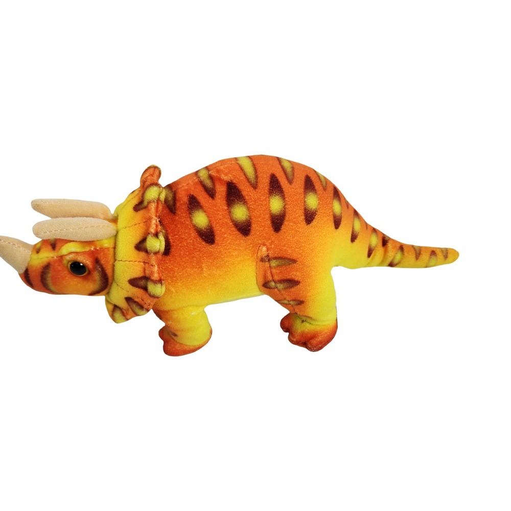 Fiesta Triceratops Dinosaur Plush Orange Yellow Spotted Stuffed Animal 11 Inch